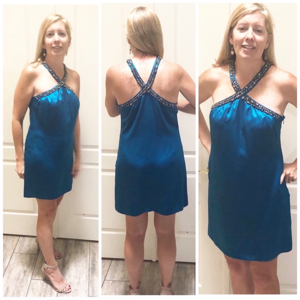 Ted Baker London silk dress w/rhinestones